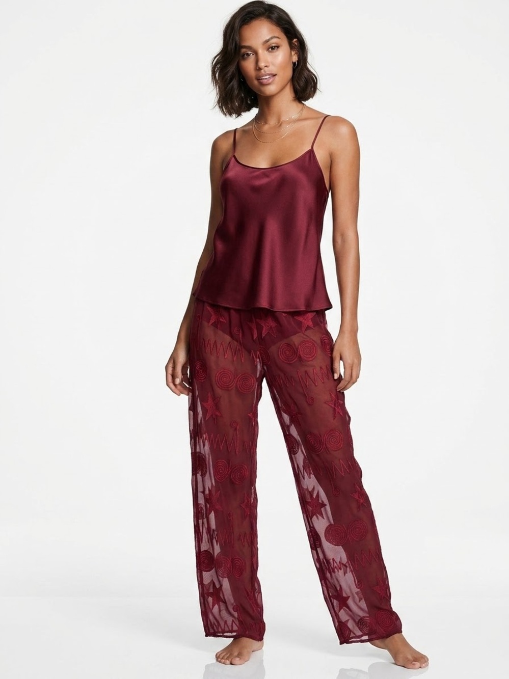 Rare - Vintage Victoria’s Secret Sheer Red Embroidered Pants - Size Medium